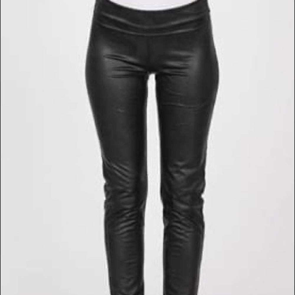 Tummy control fold over black pleather leggings